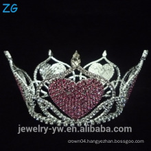 Red Heart Shaped Round Crown Pretty Alloy Tiaras/Headbands full circle crown wholesale crowns and tiaras